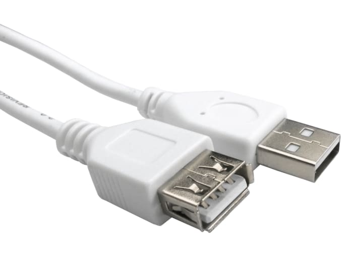 RS PRO USB 2.0, Male USB A to Female USB A, 250mm