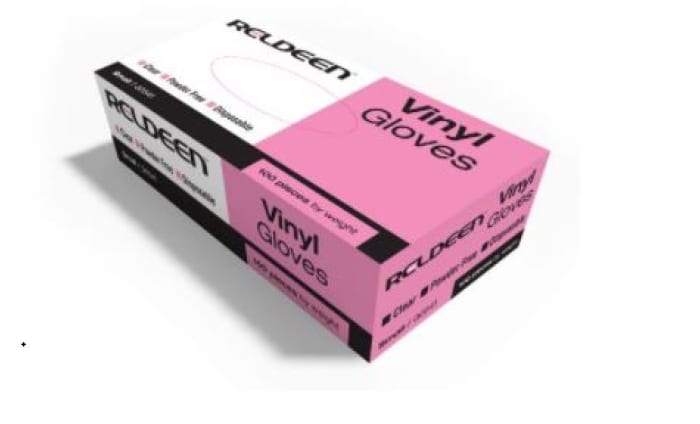 Reldeen Clear Vinyl Disposable Gloves, Size Small