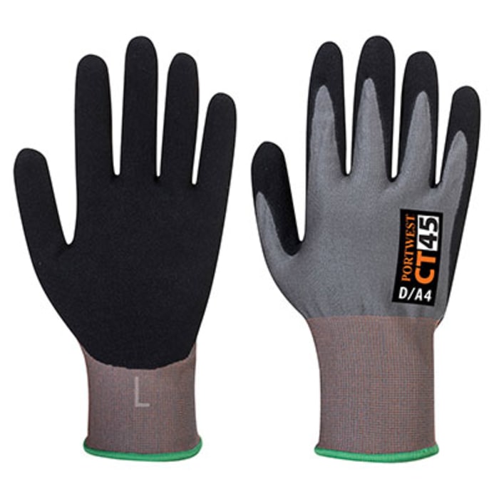 Portwest Grey DyUltra (TM), Polyester Cut Resistant Gloves, Size 6, Nitrile Foam Coating