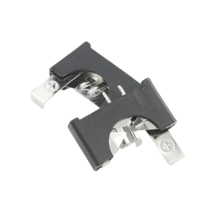 RS PRO Portapilas para 1 pilas CR2032, montaje Orificio pasante Muelle de Hoja