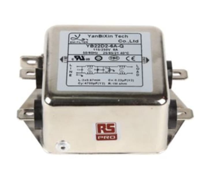 emi様 RS PRO | RS PRO 6 A 250V ac 50Hz, 60 Hz, Chassis Mount EMI Filter