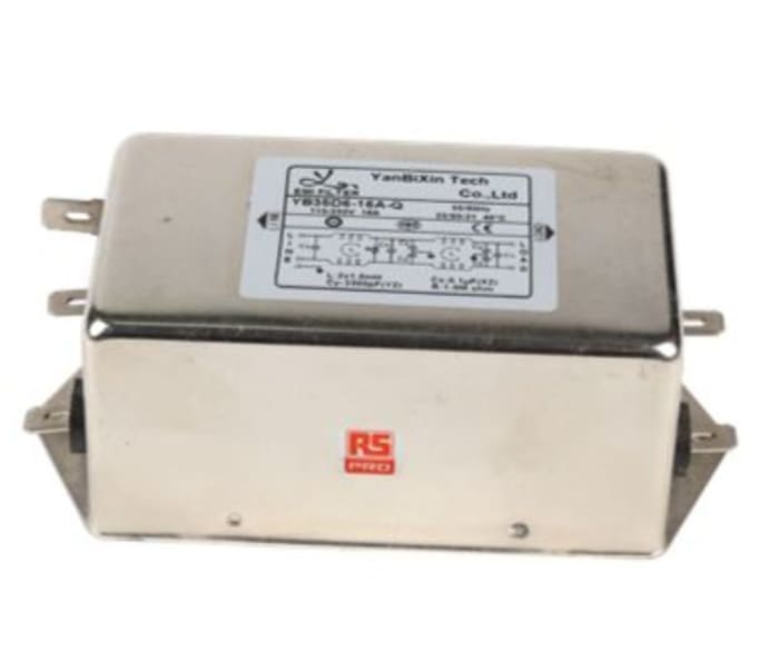 RS PRO 16A 115/250 V ac 50/60Hz, Chassis Mount Power Line Filter, Fast-On, Single Phase