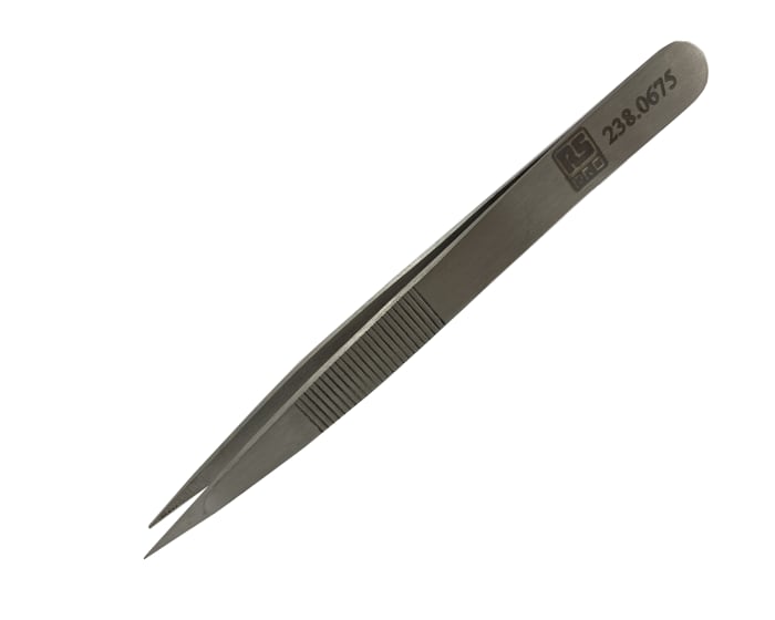 RS PRO 120mm Low Carbon Austenitic Steel Strong Tweezer