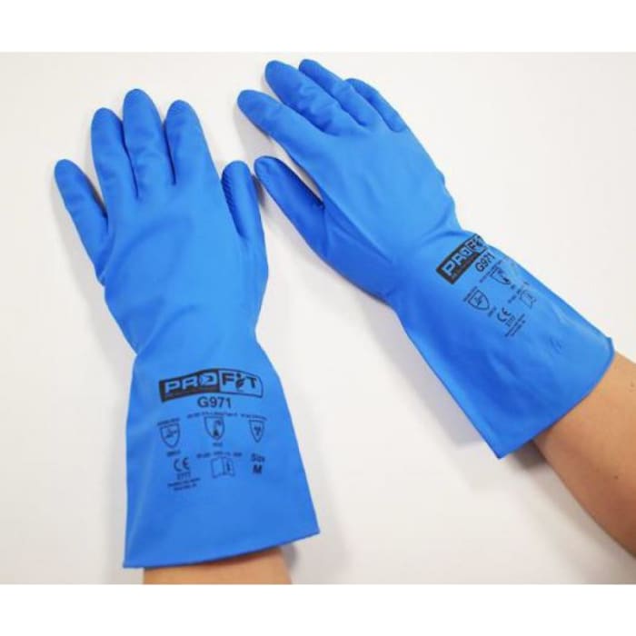 Guantes de Nitrilo Azul Pro Fit, talla 8, Resistentes a la abrasión, Resistentes a sustancias químicas