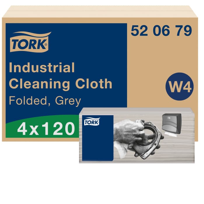 Tork Grey Non Woven Fabric Cloths for Industrial Cleaning, Box of 120, 415 x 355mm, Repeat Use