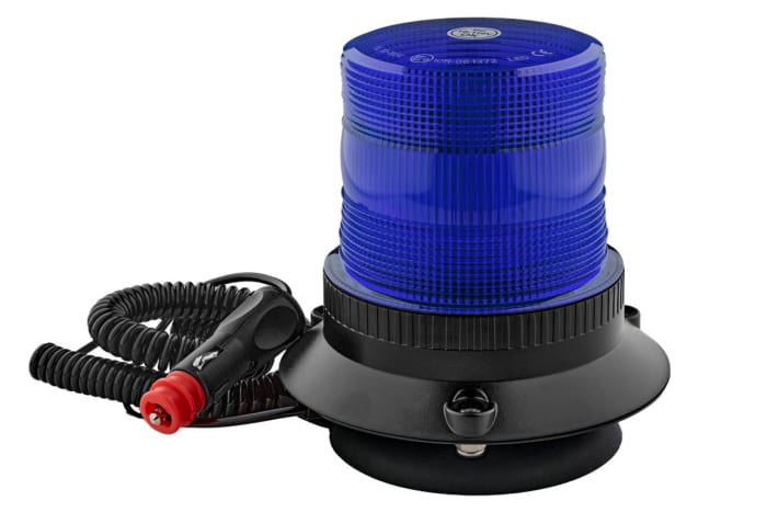 RS PRO Blue Flashing Beacon, 10 → 110 V, Base Mount, LED Bulb