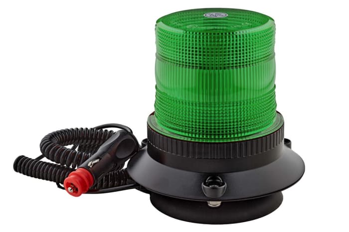 RS PRO Green Flashing Beacon, 10 → 110 V, Base Mount, LED Bulb