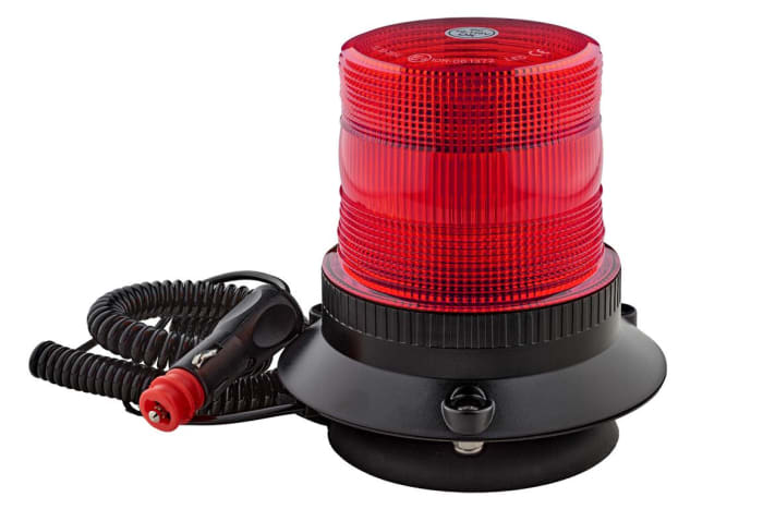 RS PRO Red Flashing Beacon, 10 → 110 V, Base Mount, LED Bulb