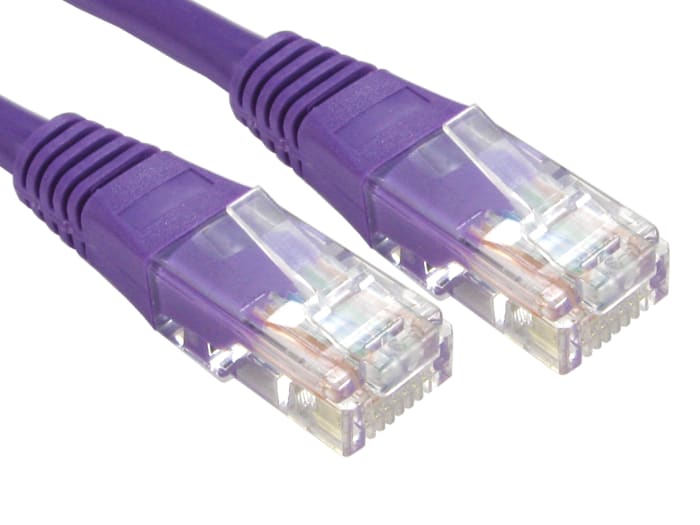 RS PRO, 0.5m Cat6, Purple RJ45 to Male RJ45 Male, U/UTP Unshielded, Terminated PVC Sheath