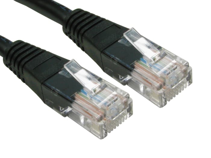 RS PRO, 2m Cat6, Black RJ45 to Male RJ45 Male, U/UTP Unshielded, Terminated PVC Sheath