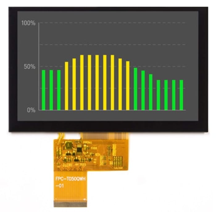 Displaytech LCD Colour Display Touch Screen, 5 in, 800 x 480 pixel