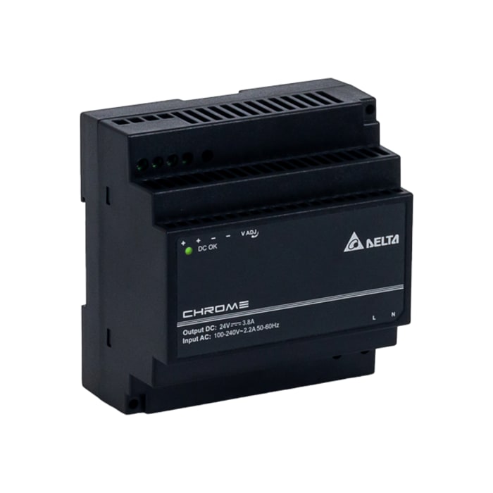 Delta Electronics DRC Switched Mode DIN Rail Power Supply, 90 → 264 V ac / 125 →375V dc ac, dc Input, 24V