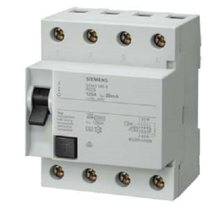 Interrupteur différentiel Siemens SENTRON 5SM3xxx, 4 Pôles, 125A, 500mA, Type A