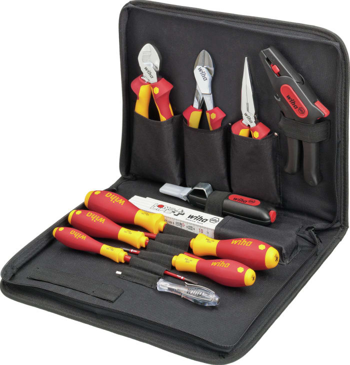 Kit de herramientas Wiha Tools, Funda de 13 piezas, para electricistas,  aprobado VDE