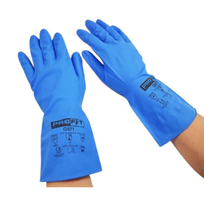 RS PRO Blue Nitrile Chemical Resistant Gloves, Size 8, Medium