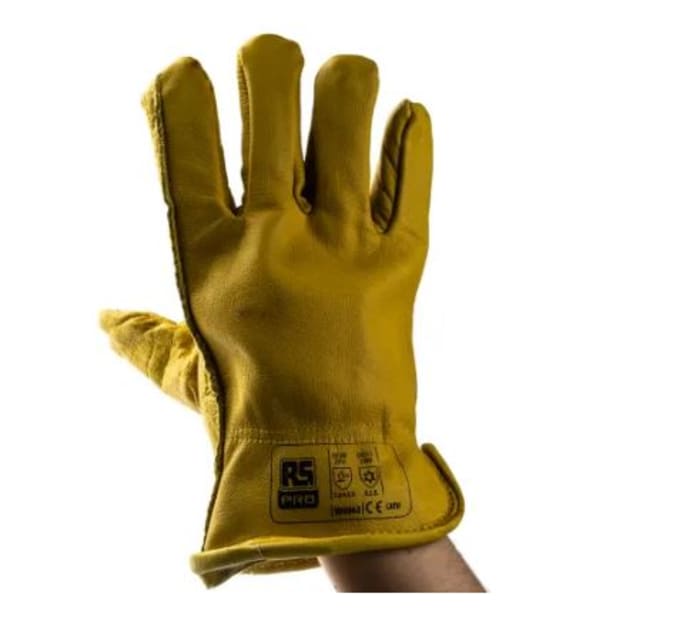 RS PRO Yellow Leather Thermal Work Gloves, Size 9