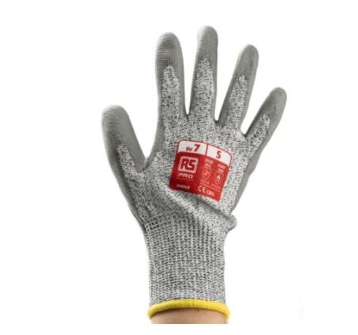 RS PRO Grey HPPE Cut Resistant Work Gloves, Size 7, Polyurethane Coating