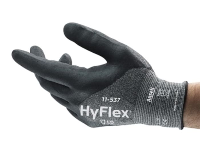 Ansell 11-537 Grey Nylon Cut Resistant Cut Resistant Gloves, Size 7, Nitrile Foam Coating