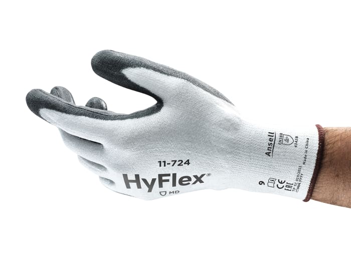 Guantes de trabajo de Spandex Ansell serie 11-724, talla 6, Blanco, con recubrimiento de Poliuretano, Resistentes a la