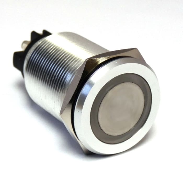 RS PRO Illuminated Push Button Switch Latching Panel Mount 19.2mm Cutout DPST Green LED 250V ac IP65