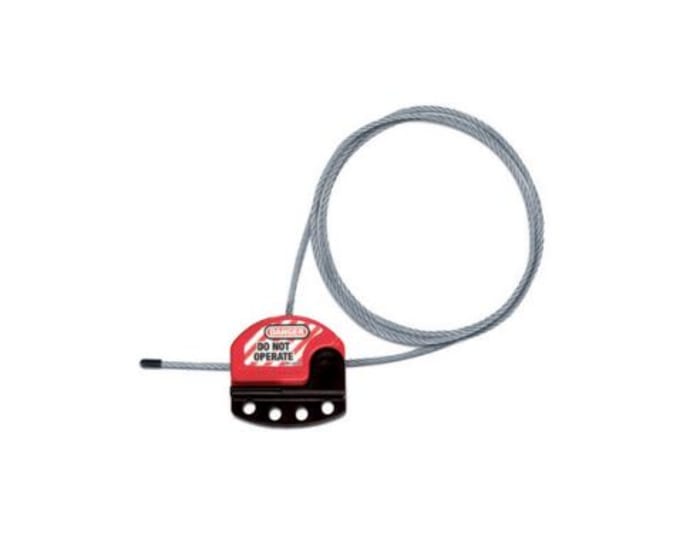 Penta Black, Red 4-Lock Braided Steel Cable with Vinyl Coating, Composite Body Adjustable Cable Lockout, 4mm Shackle,