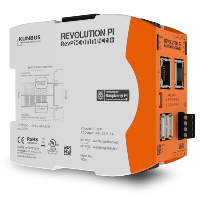 Revolution PI RevPi Connect S, Industrial Computer, 20W, 1.5 GHz, 32GB (Flash) / 1GB (RAM), 4 Linux