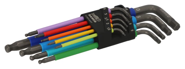 Bahco 9 piece L Shape Metric Hex Key Set, 1.5 → 10mm