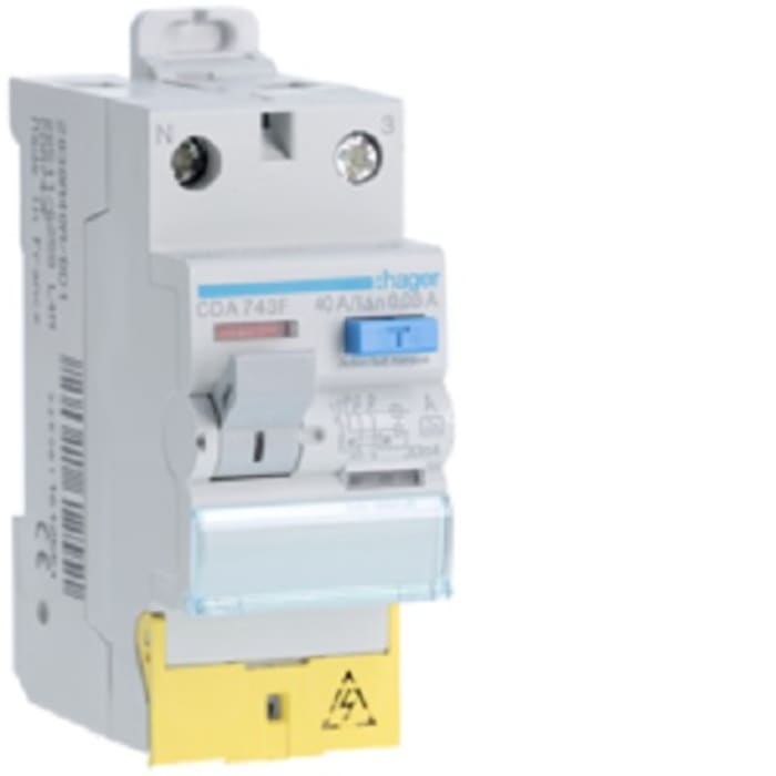 Hager CDA RCD Switch, 40A, 2 Pole, 30mA, Type A, 230V