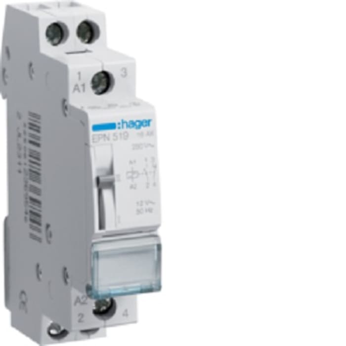 Hager DIN Rail Latching Relay, 12 V Coil, 16 A, SPDT