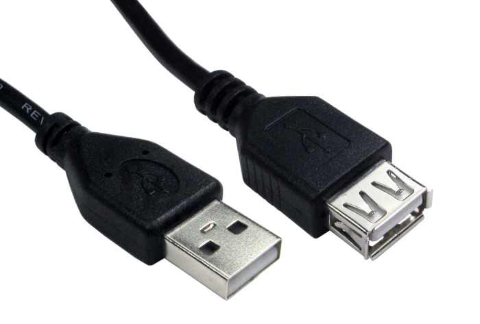 RS PRO USB 2.0, Male USB A to Female USB A, 1.8m