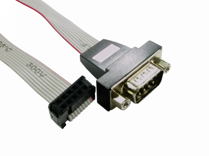 Cable serie RS PRO, long. 300mm, con. A: IDC de 10 contactos Hembra, con. B: Sub-D de 9 contactos Macho