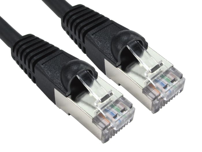 RS PRO, 1.5m Cat6a, Black RJ45 to Male RJ45 Male, S/FTP Shielded, Terminated LSZH Sheath