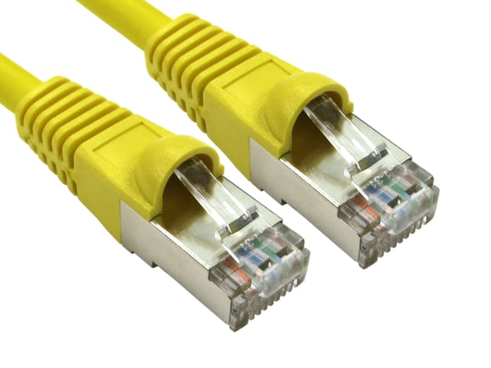 RS PRO, 1.5m Cat6a, Yellow RJ45 to Male RJ45 Male, S/FTP Shielded, Terminated LSZH Sheath