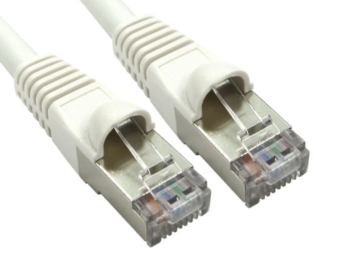 RS PRO, 1m Cat6a, White RJ45 to Male RJ45 Male, S/FTP Shielded, Terminated LSZH Sheath
