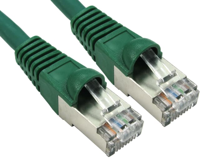 RS PRO, 2m Cat6a, Green RJ45 to Male RJ45 Male, S/FTP Shielded, Terminated LSZH Sheath