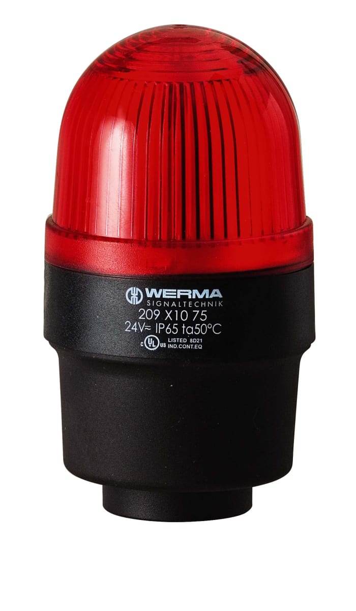 Werma 209 Series Red Flashing Beacon, 24 V, Tube Mounting, Xenon Bulb