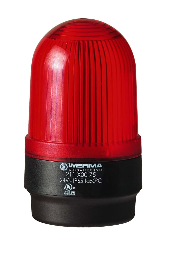Werma 212 Series Red Flashing Beacon, 24 V, Base Mount, Xenon Bulb