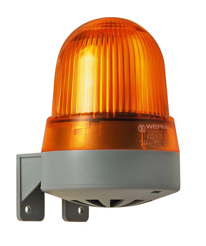 Werma 423 Series Yellow Sounder Beacon, 24 V, IP65, Wall Mount, 114dB at 1 Metre