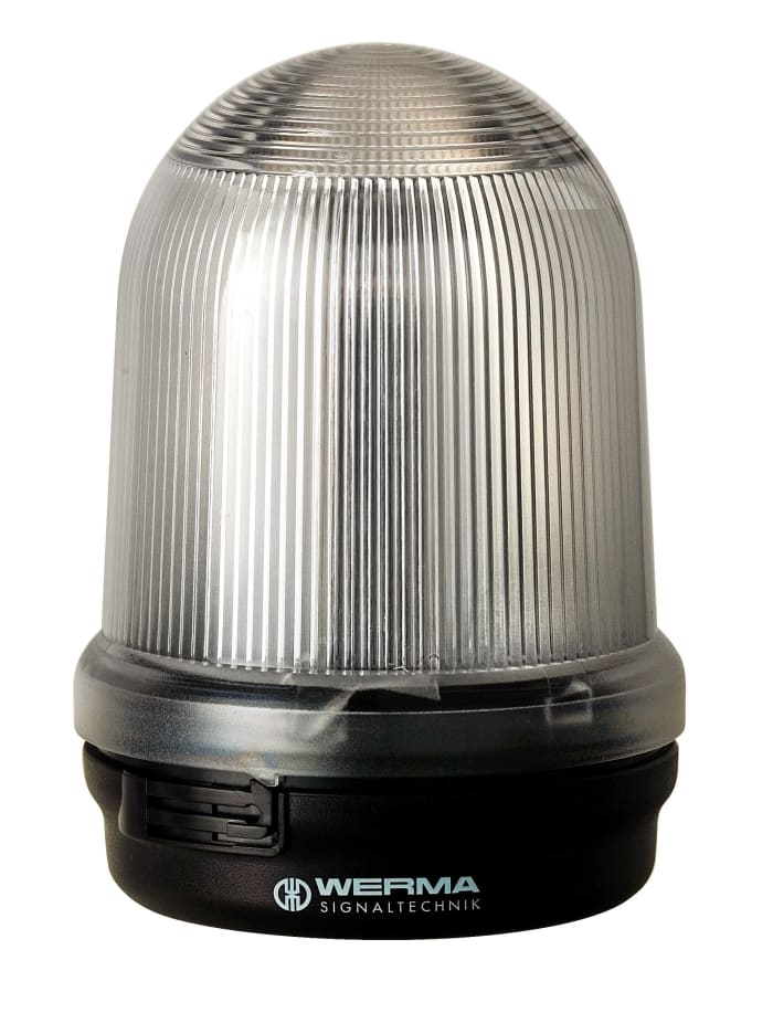 Werma 828 Series Clear Flashing Beacon, 9 → 60 V dc, Base Mount, Xenon Bulb