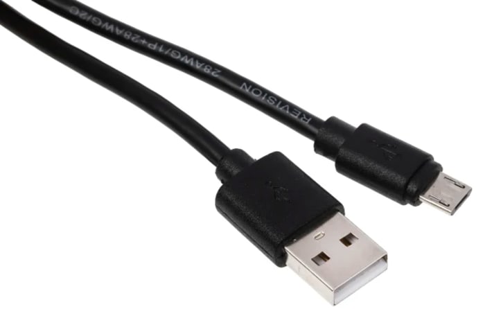 Cable USB 2.0 RS PRO, con A. USB A Macho, con B. Mini USB B Macho, long. 2m, color Negro