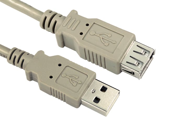 RS PRO USB 2.0 Cable, Male USB A to Female USB A  Cable, 1m