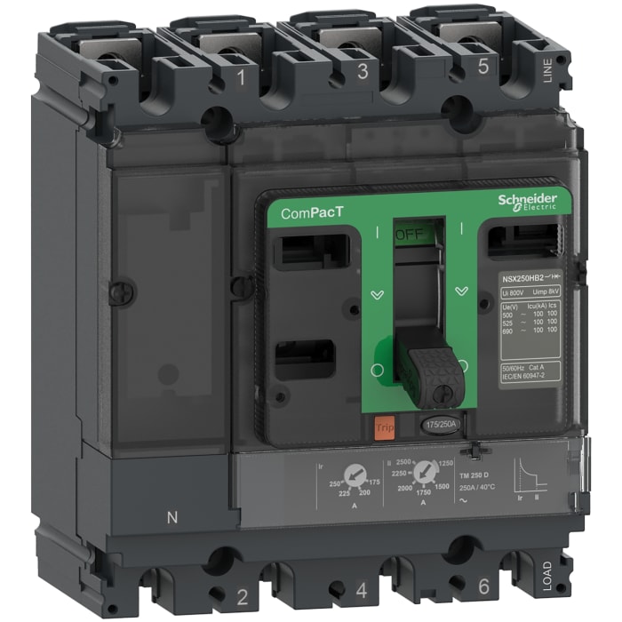 Schneider Electric, ComPacT NSX MCCB 4P 100A, Fixed Mount