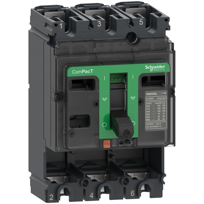 MCCB Schneider Electric, 3 Polos, 160A, Montaje fijo, ComPacT NSX, ComPacT NSX160F