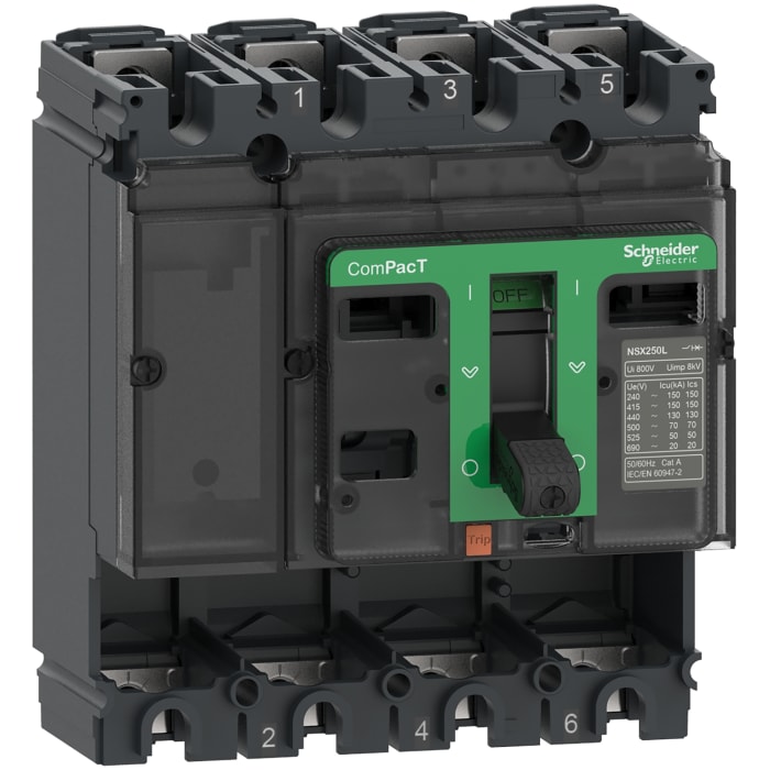 MCCB Schneider Electric, 4 Polos, 250A, Montaje fijo, ComPacT NSX, ComPacT NSX250F