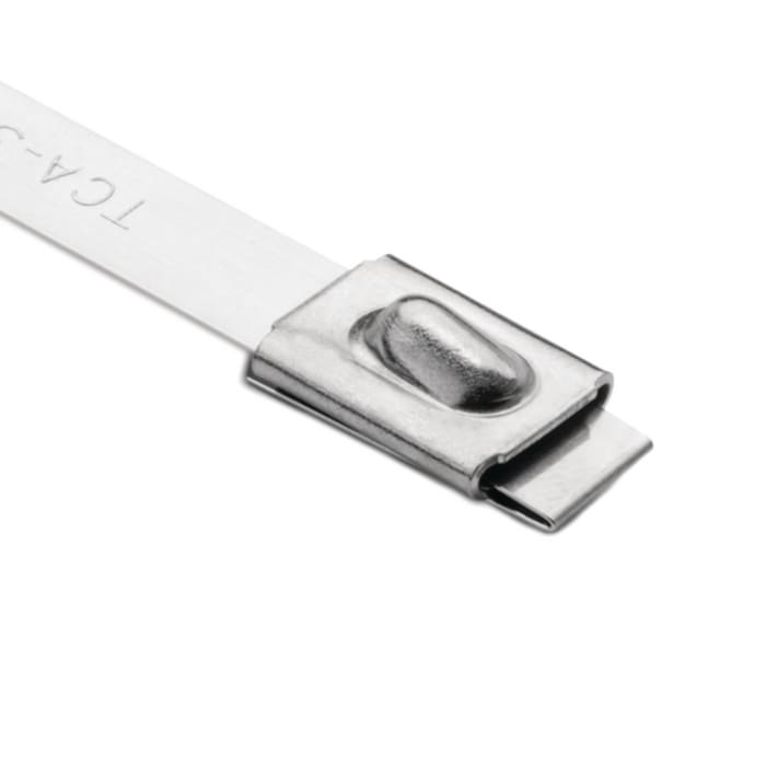 HellermannTyton Cable Tie, Roller Ball, 838mm x 7.9 mm, Metallic 316 Stainless Steel, Pk-50