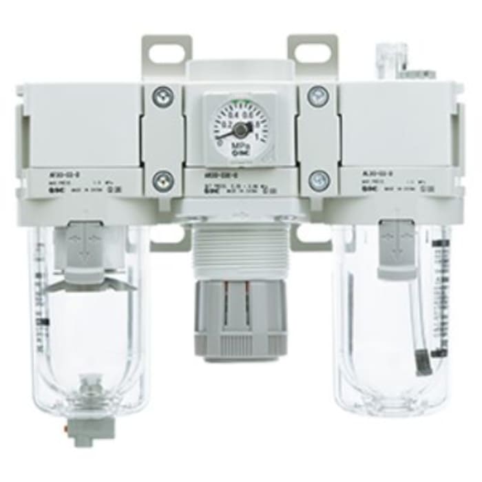 SMC G 3/8 FRL Assembly, None Drain, 5μm Filtration Size