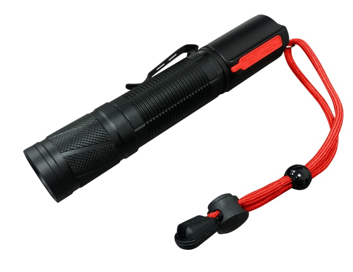 Lampe torche RS PRO LED Rechargeable, Noir, rouge, 1 200 lm, IPX4