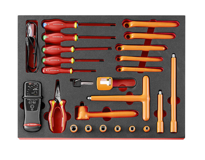 MODM.VSEHYAPF Facom Facom 23 Piece MODULE OF TOOLS FOR EV Tool Kit with Modules VDE Approved 255 6113 RS Components