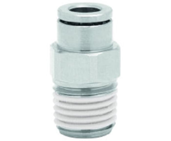 Norgren PNEUFIT 10 Series Straight Threaded Adaptor, R 1/4 Male to Push In 4 mm, Threaded-to-Tube Connection Style,