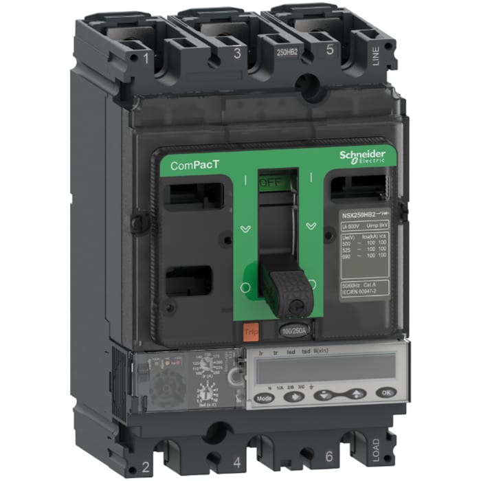 Disjoncteur Schneider Electric ComPacT 3 pôles, 250A, montage fixe